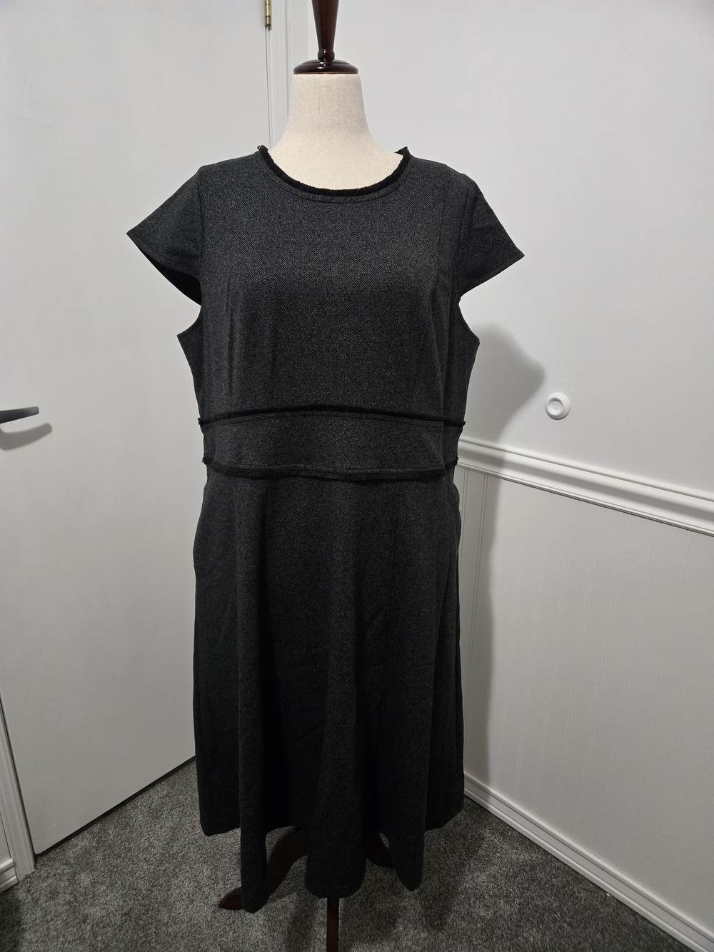 Lane Bryant Black Midi Dress with Waist Panel Detail